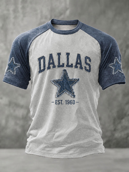 Men's Dallas Football Print Casual T-Shirt