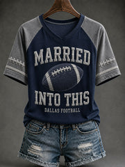 Women's Married Into This Dallas Football V-neck T-shirt