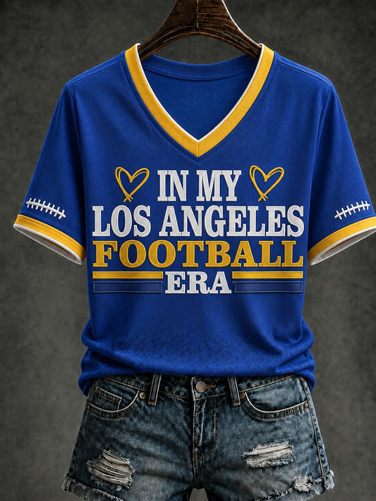 Women's Football Los Angeles Printed V-neck T-shirt