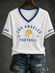 Women's Football Los Angeles Printed V-neck T-shirt
