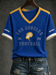 Women's Football Los Angeles Printed V-neck T-shirt