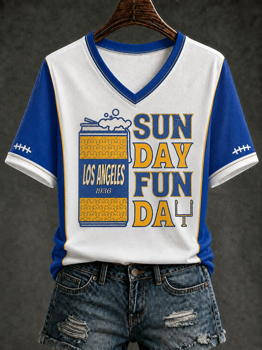 Women's Football Los Angeles Printed V-neck T-shirt