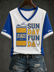 Women's Football Los Angeles Printed V-neck T-shirt