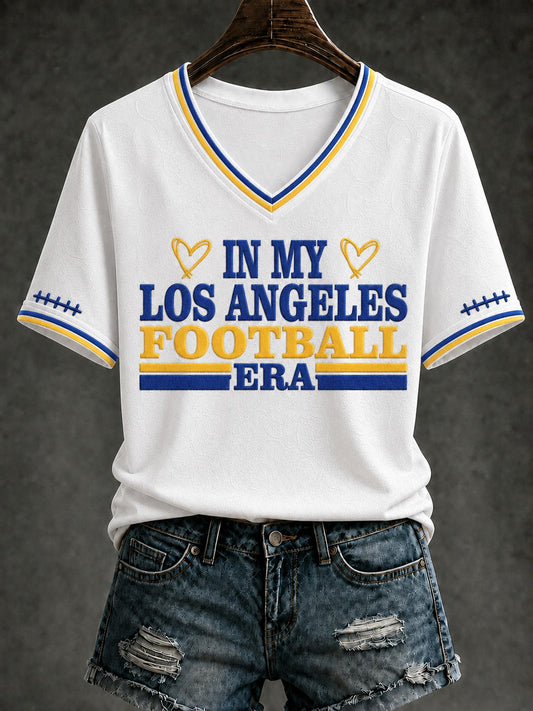 Women's Football Los Angeles Printed V-neck T-shirt