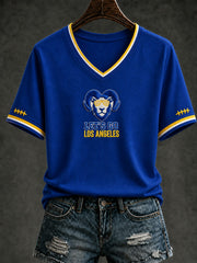 Women's Football Los Angeles Printed V-neck T-shirt