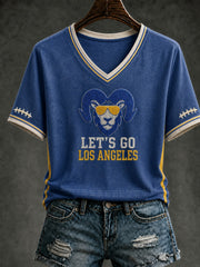 Women's Football Los Angeles Printed V-neck T-shirt