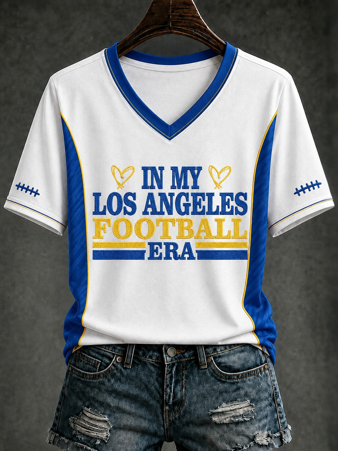 Women's Football Los Angeles Printed V-neck T-shirt
