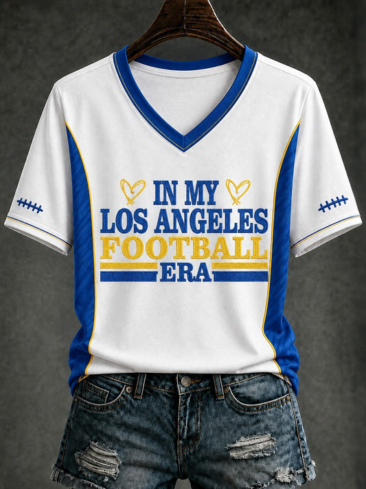 Women's Football Los Angeles Printed V-neck T-shirt