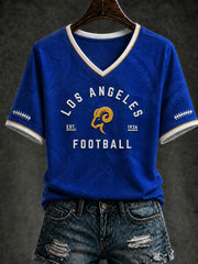 Women's Football Los Angeles Printed V-neck T-shirt