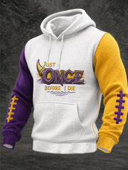 Men's Just Once Before I Die Football Print Checkered Cotton Hoodie