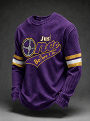 Men's Just Once Before I Die Football Print Waffle Long Sleeve T-Shirt