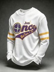 Men's Just Once Before I Die Football Print Waffle Long Sleeve T-Shirt
