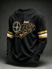 Men's Just Once Before I Die Football Print Waffle Long Sleeve T-Shirt