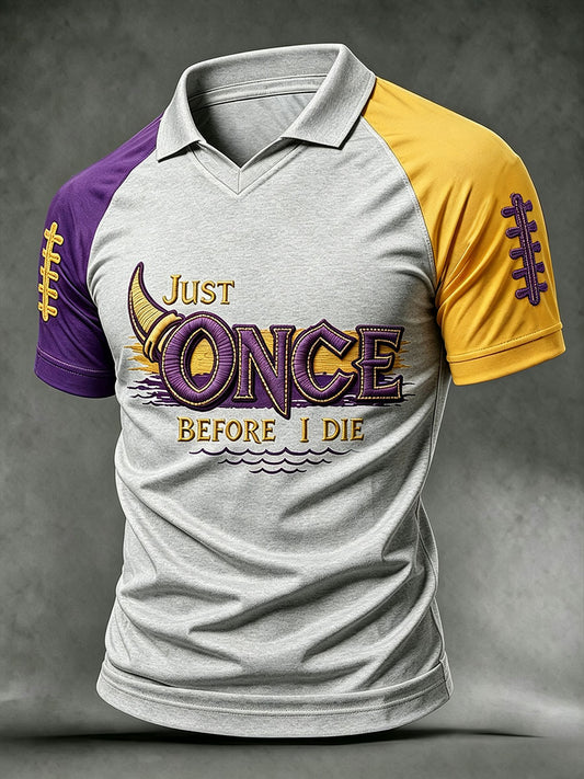 Men's Just Once Before I Die Football Print T-shirt