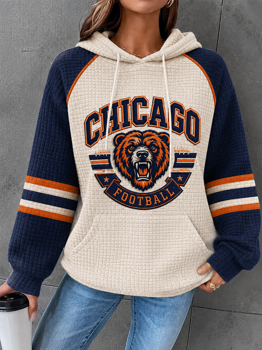 Women's Football Gameday Gift For Football Fans Casual Waffle Hoodie