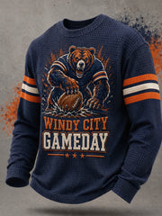 Men's Football Gameday Gift For Football Fans Casual Waffle Long Sleeve Top
