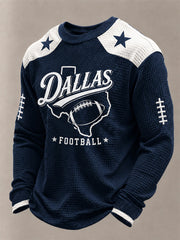 Men's Football Gameday Gift For Football Fans Casual Waffle Long Sleeve Top
