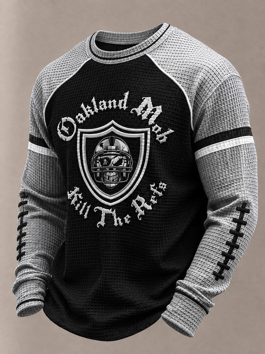Men's Las Vegas Football Fan Print Waffle Long Sleeve Sweatshirt