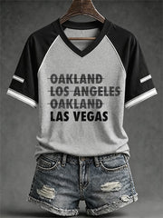 Women's Las Vegas Football Fan Print V-neck T-shirt