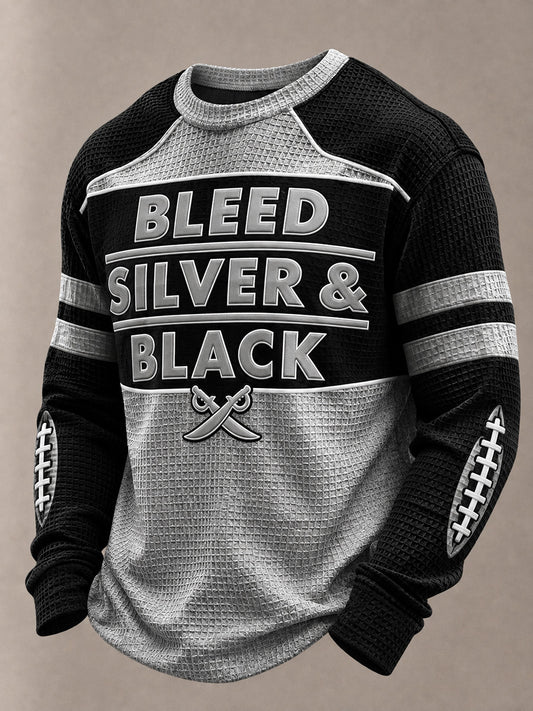 Men's Las Vegas Football Fan Print Waffle Long Sleeve Sweatshirt