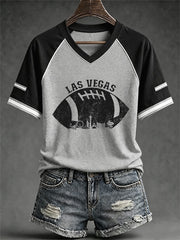 Women's Las Vegas Football Fan Print V-neck T-shirt