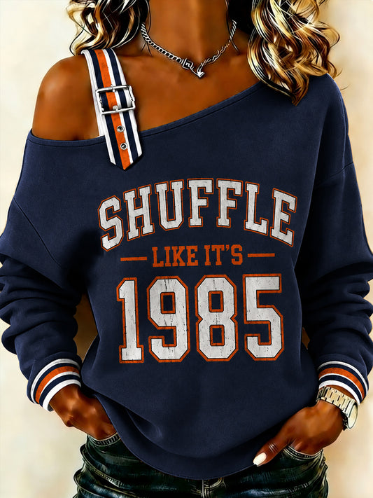 Women's Football Gameday Gift For Football Fans Casual Off-Shoulder Sweatshirt