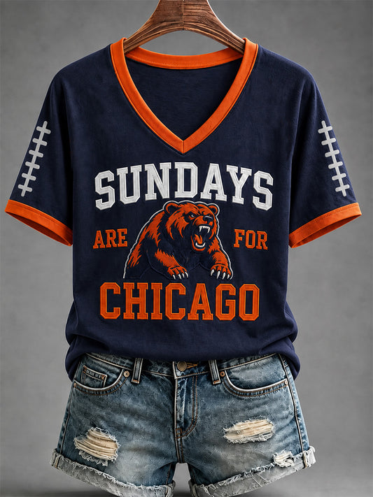 Women's Football Gameday Gift For Football Fans V-Neck Tee