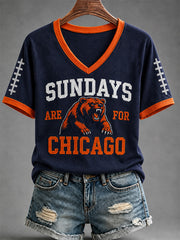 Women's Football Gameday Gift For Football Fans V-Neck Tee