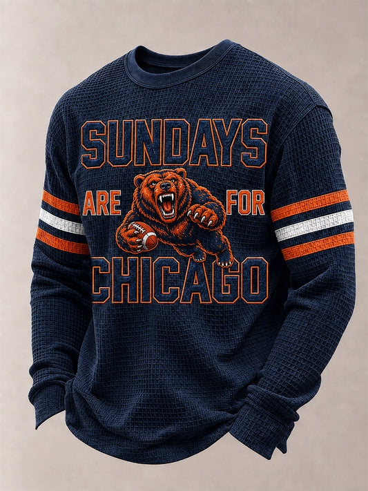 Men's Football Gameday Gift For Football Fans Waffle Long Sleeve Top