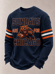 Men's Football Gameday Gift For Football Fans Waffle Long Sleeve Top