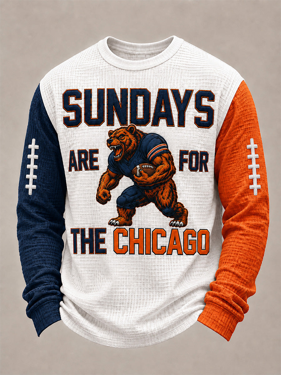 Men's Football Gameday Gift For Football Fans Waffle Long Sleeve Top