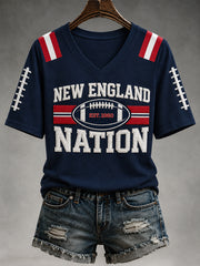 Women's Football Gameday Gift For Football Fans Casual V-Neck Tee