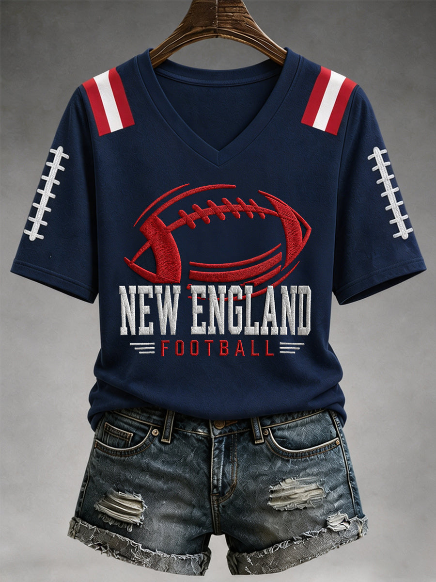 Women's Football Gameday Gift For Football Fans Casual V-Neck Tee