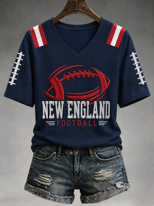 Women's Football Gameday Gift For Football Fans Casual V-Neck Tee