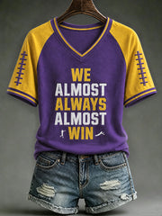 Women's We Almost Always Almost Win Football V-neck T-shirt