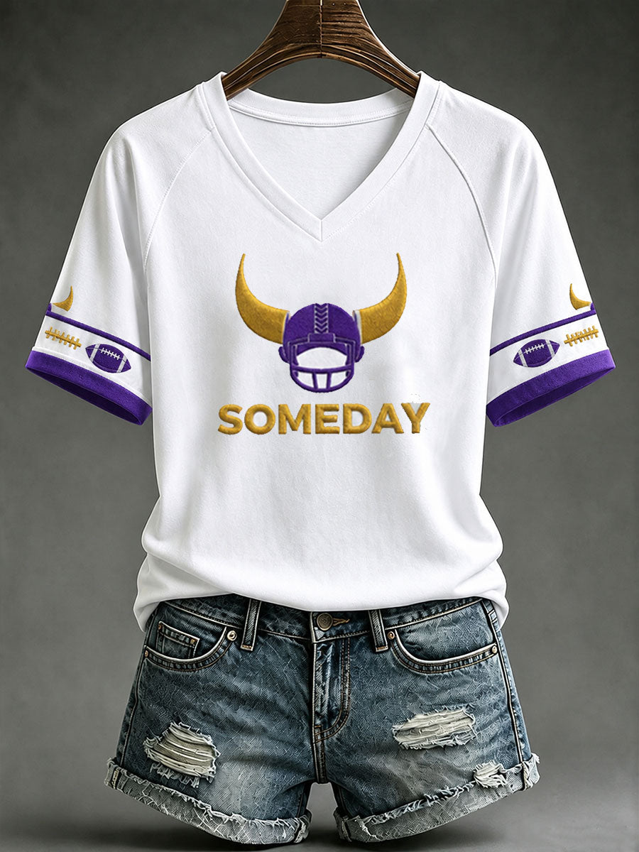 Women's Someday Football  V-neck T-shirt