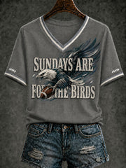 Women's Football Printed V-neck T-shirt