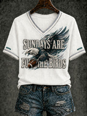 Women's Football Printed V-neck T-shirt