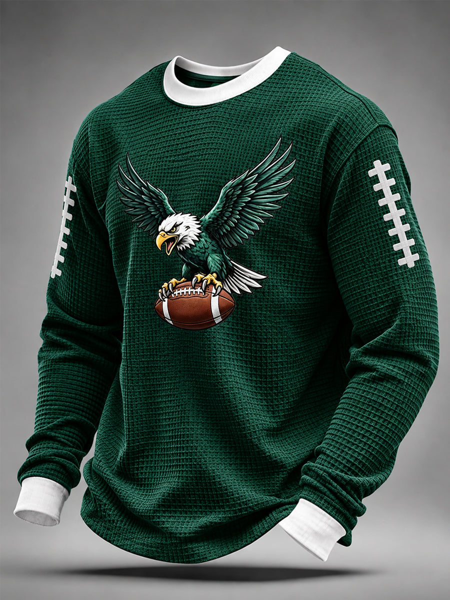 Men's Football Gameday Gift For Football Fans Casual Waffle Sweatshirt