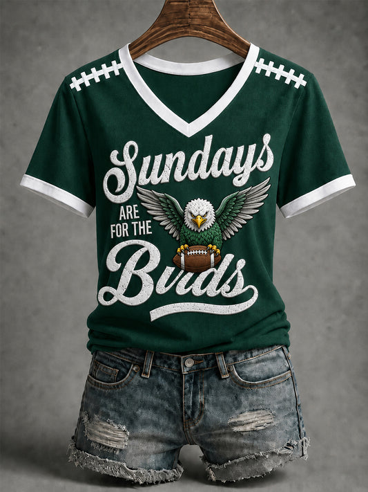 Women's Sundays Are For The Birds Football Gameday Gift For Football Fans Casual V-Neck Tee