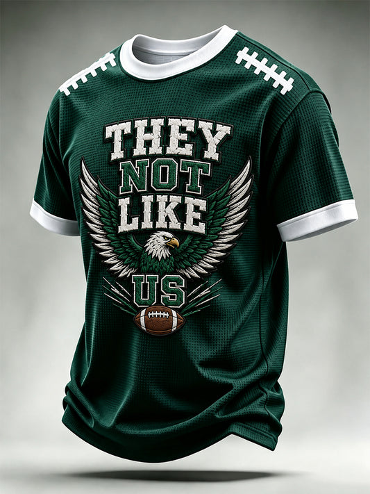 Men's They Not Like Us Football Gameday Gift For Football Fans Casual Waffle Tee
