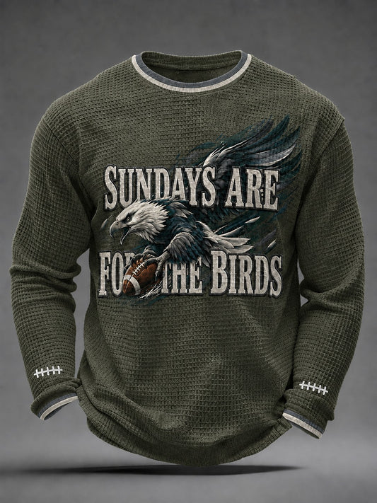 Men's Football Printed Waffle Long Sleeve T-Shirt