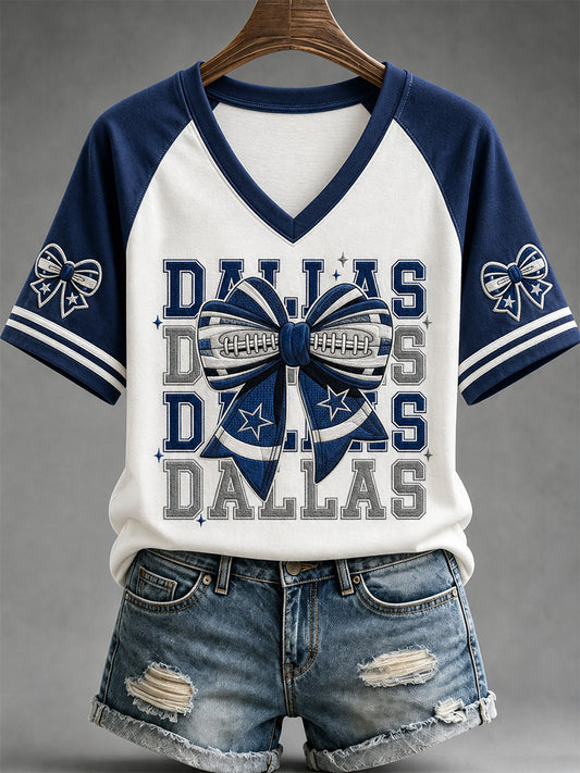 Women's Football Gameday Gift For Football Fans Casual V-Neck Tee