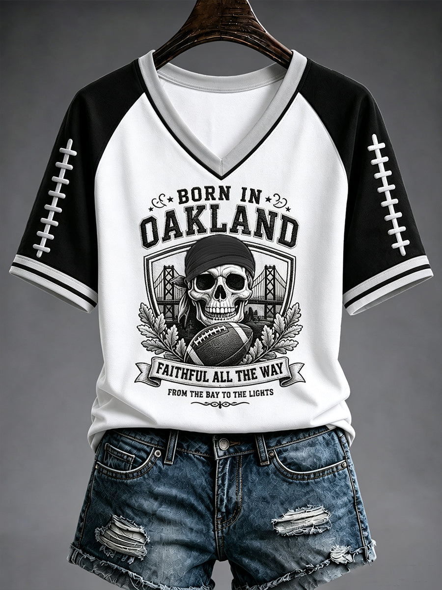 Women's Las Vegas Football Fan Print V-neck T-shirt