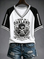 Women's Las Vegas Football Fan Print V-neck T-shirt