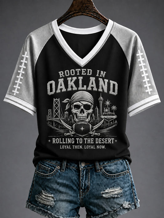 Women's Las Vegas Football Fan Print V-neck T-shirt