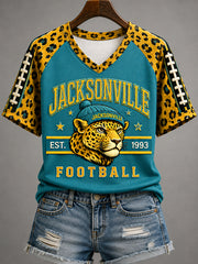 Women's Football Gameday Gift For Football Fans Casual V-Neck Tee