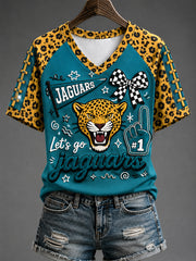 Women's Football Gameday Gift For Football Fans Casual V-Neck Tee