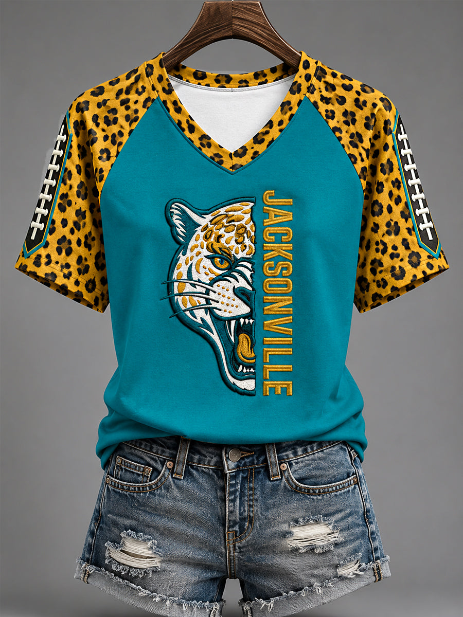 Women's Football Gameday Gift For Football Fans Casual V-Neck Tee
