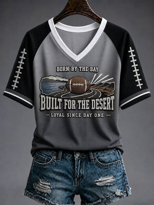 Women's Las Vegas Football Fan Print V-neck T-shirt